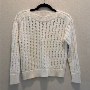 LOFT Cream Textured Knit Sweater